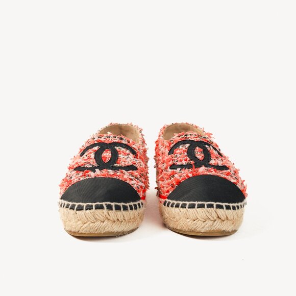 Chanel 21C Coral Tweed Grosgrain CC-Logo Espadrilles - Picture 3 of 13